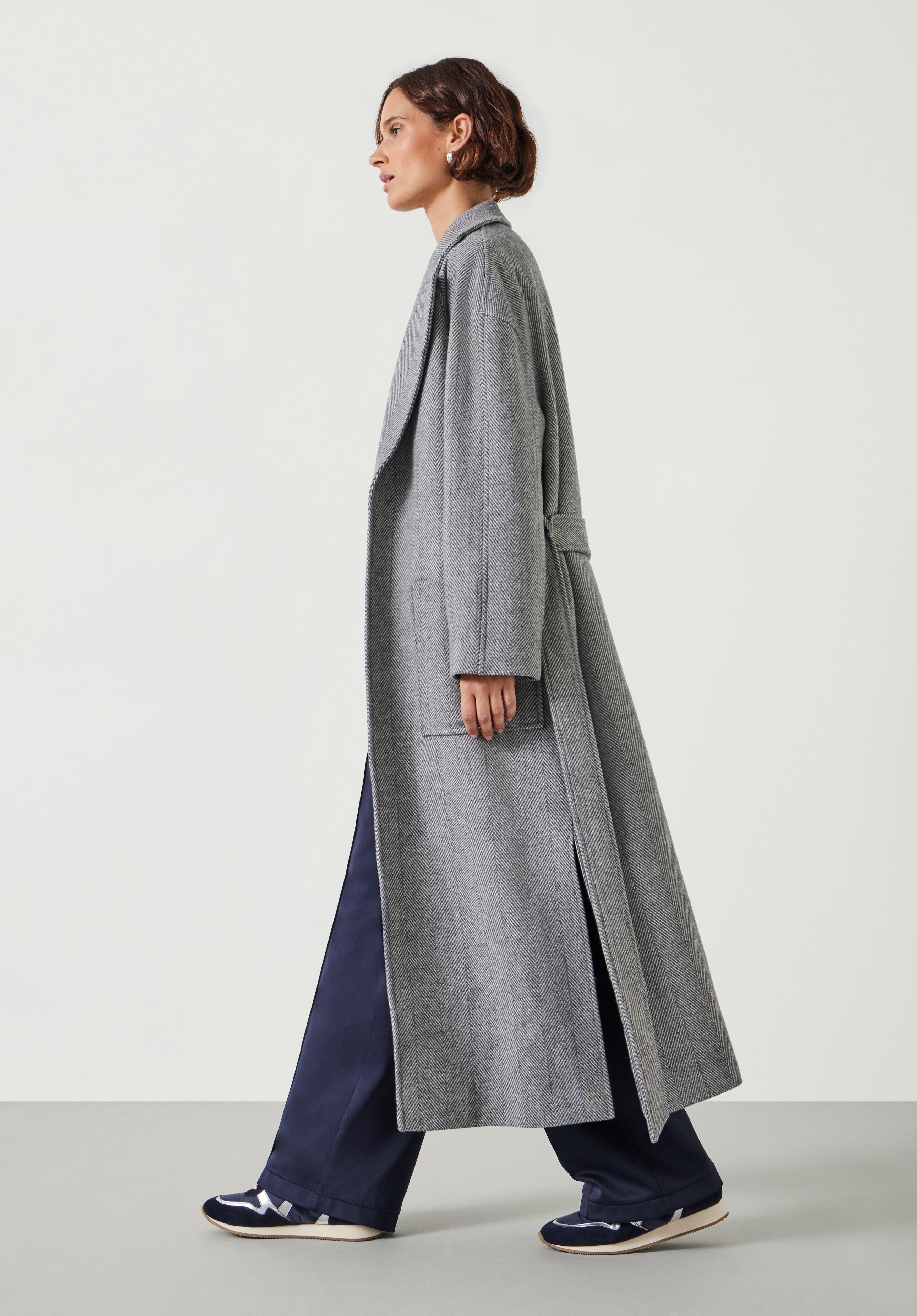 Kaitlin Wool Blend Herringbone Coat