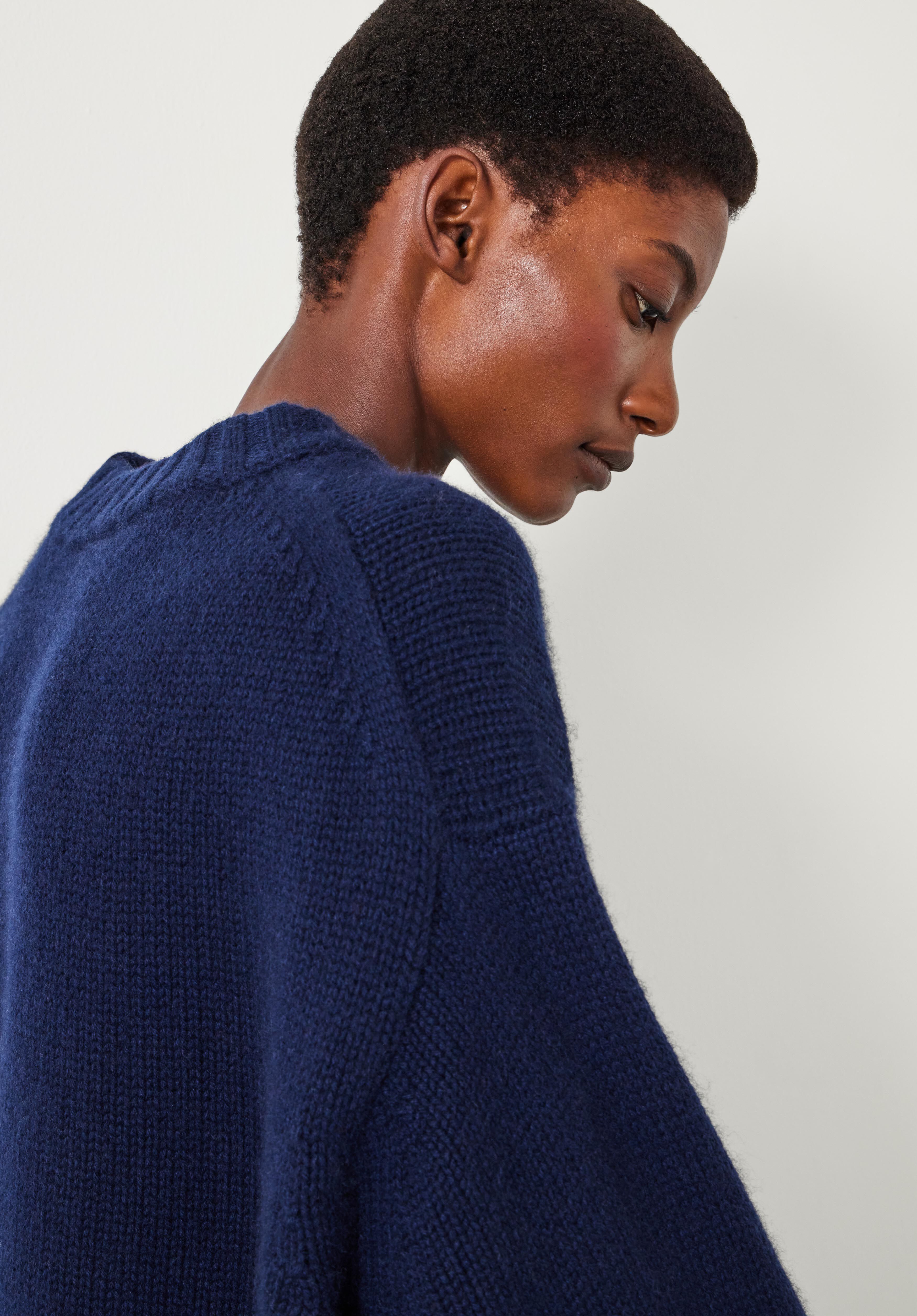 Cora Chunky Cashmere Crew Jumper Midnight Navy hush