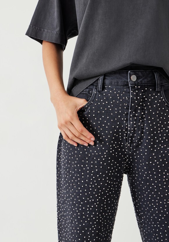 Alex Slim Straight Leg Jeans with Rhinestones