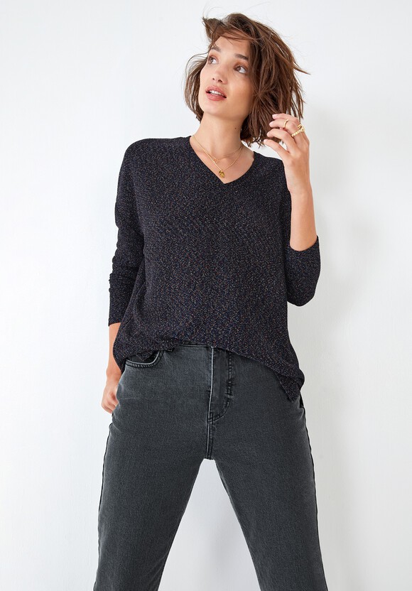 glitter v neck top