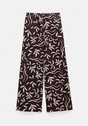 Printed Linen Blend Trouser