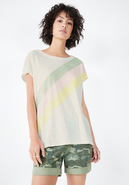 Rainbow Striped Boyfriend T-Shirt