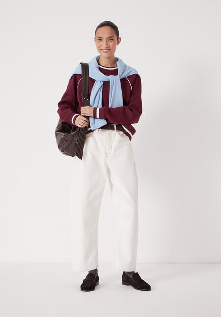 Striped Rib Raglan Sweatshirt