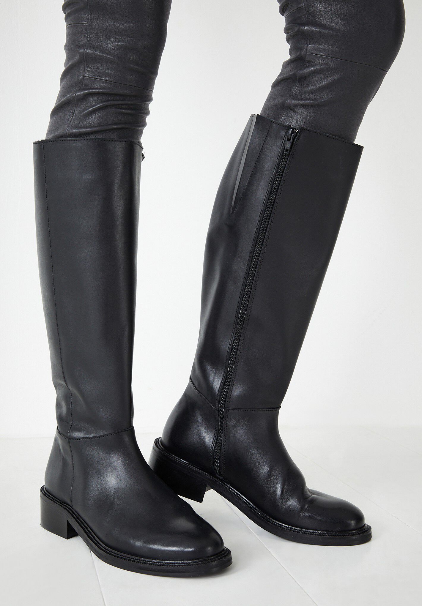 Black leather boots discount