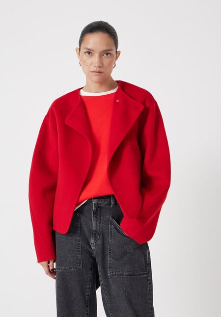 Pure Wool Double Faced Collarless Jacket