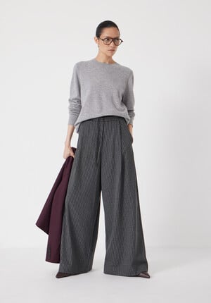 Pinstripe Wide Leg Jogger