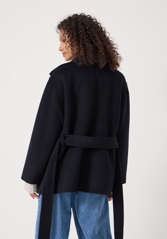 Pure Wool Belted Peacoat