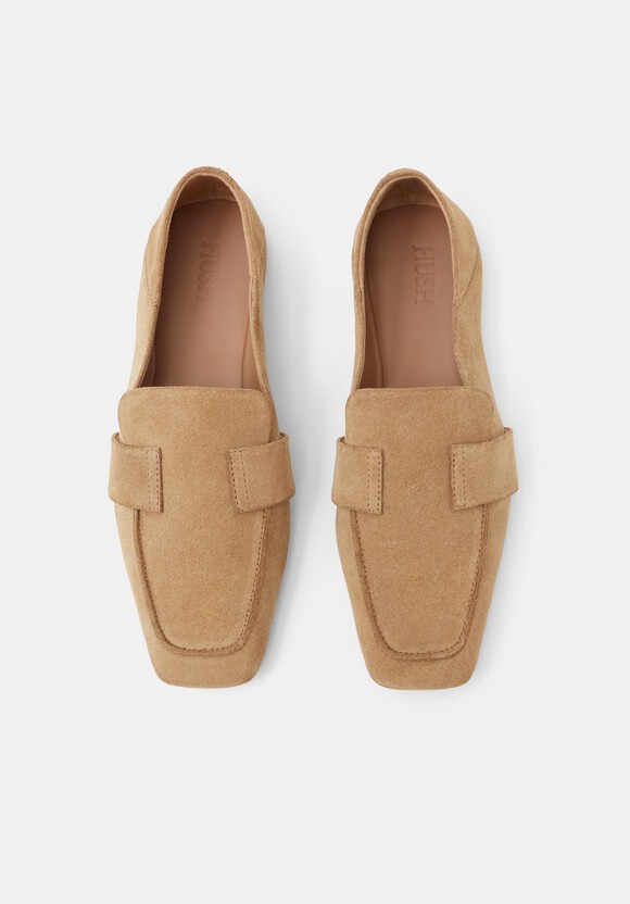Square-Toe Leather Loafers