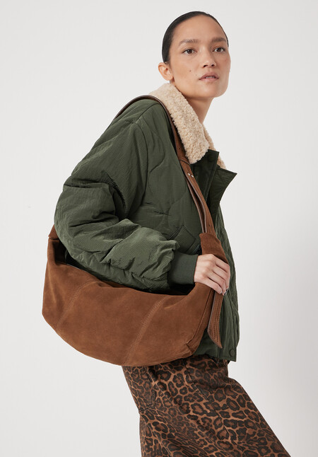 Oversized Suede Crescent Bag