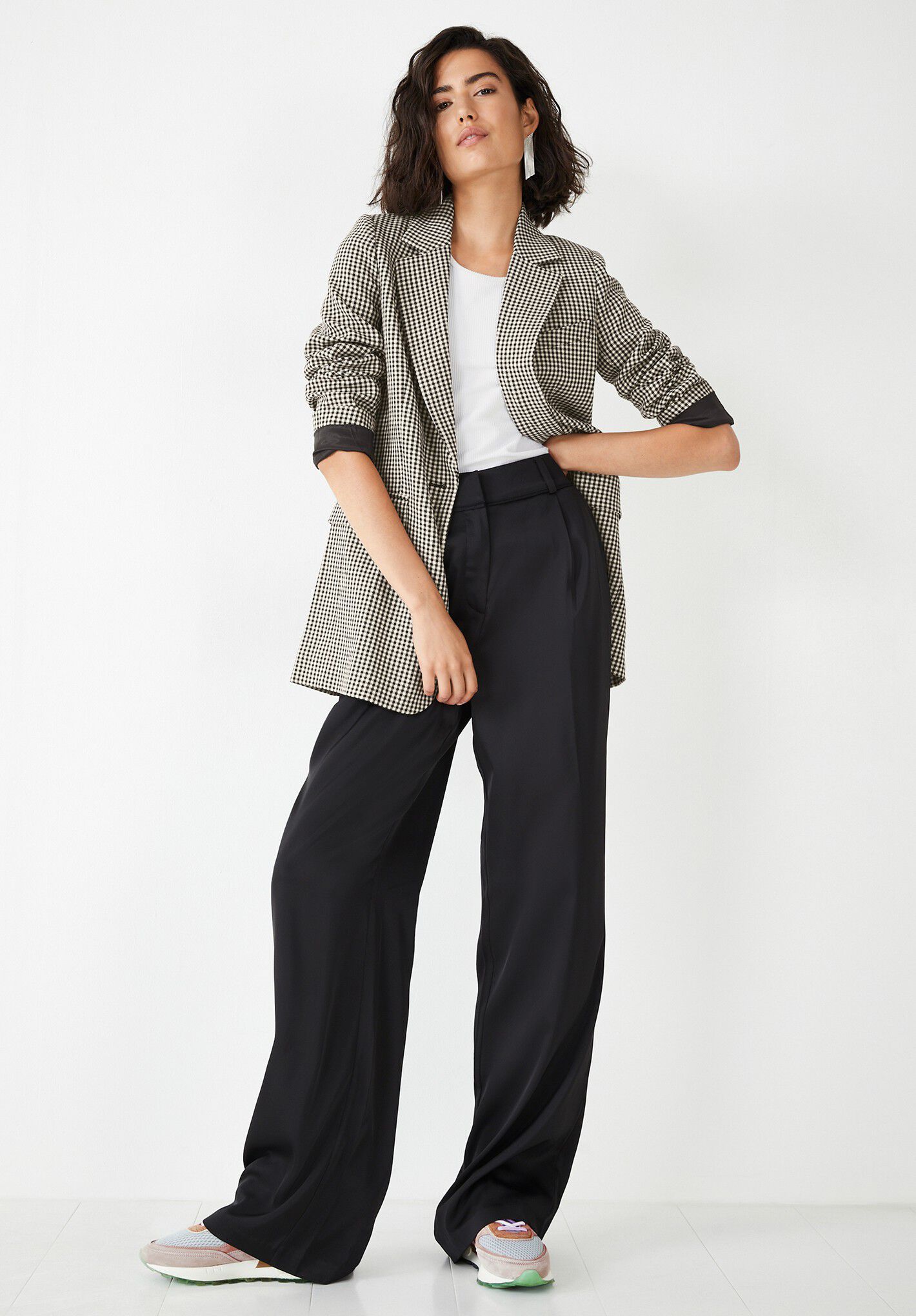Cassidy Check Blazer Black White hush