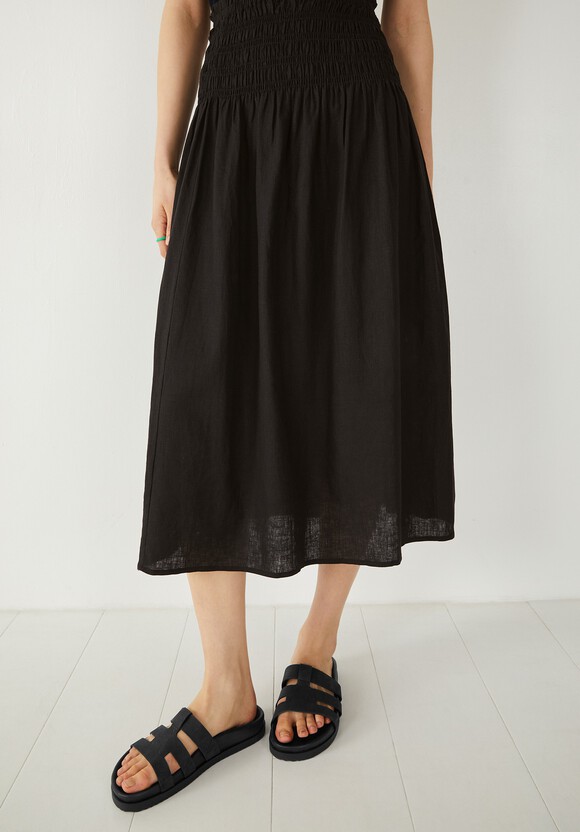 Shirred Midi Skirt