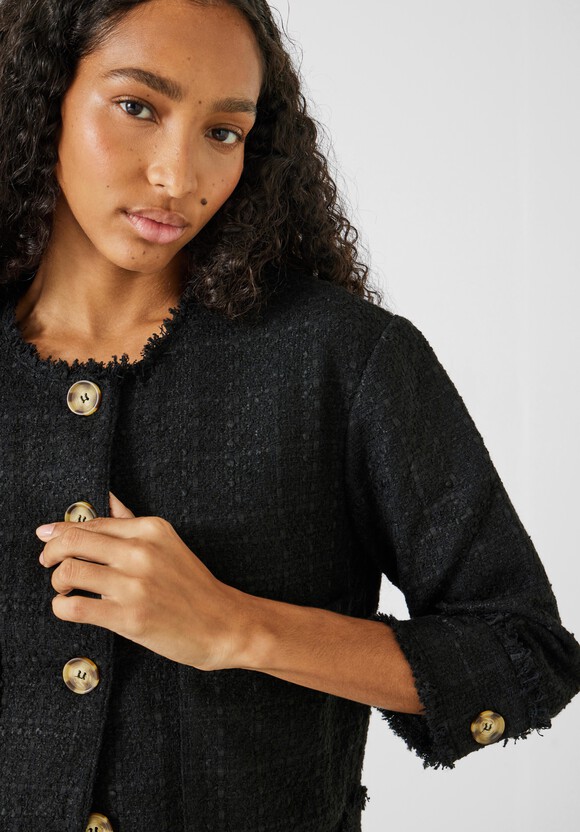 Saffron  Collarless Boucle Jacket