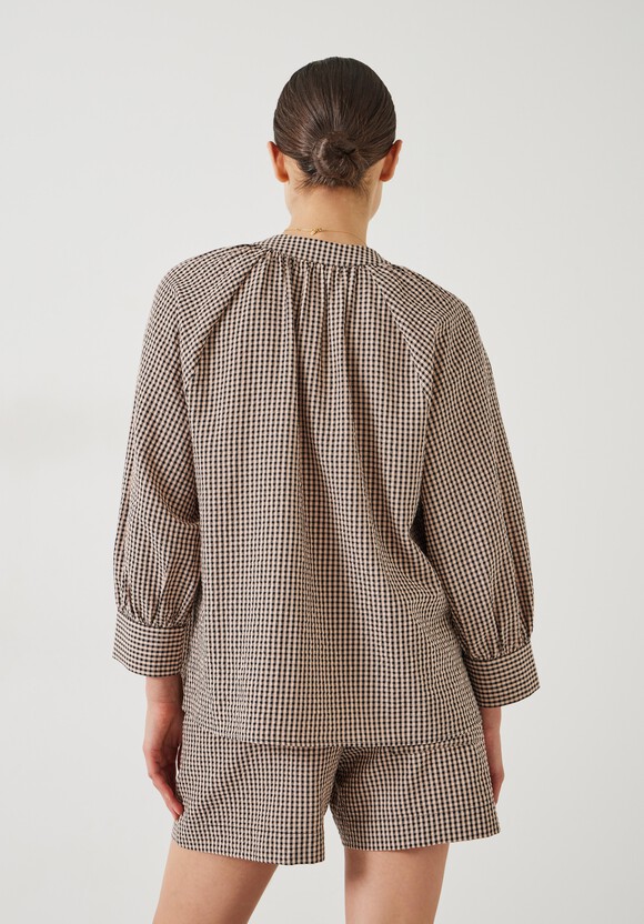 Rhea Cotton Crinkle Gingham Top