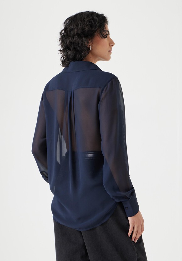 Long Sleeve Ruffle Sheer Shirt