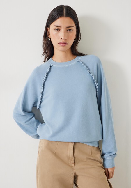Amayah Cotton Ruffle Detail Sweatshirt