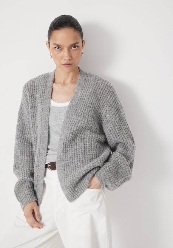 Waffle Stitch Edge to Edge Cardigan