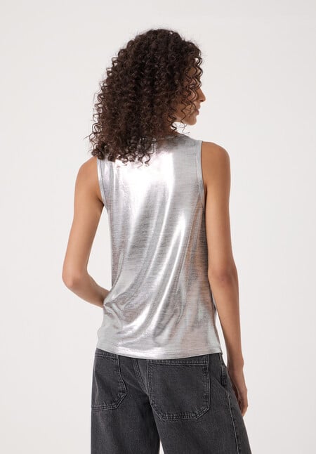 Silver Metallic Slub Vest