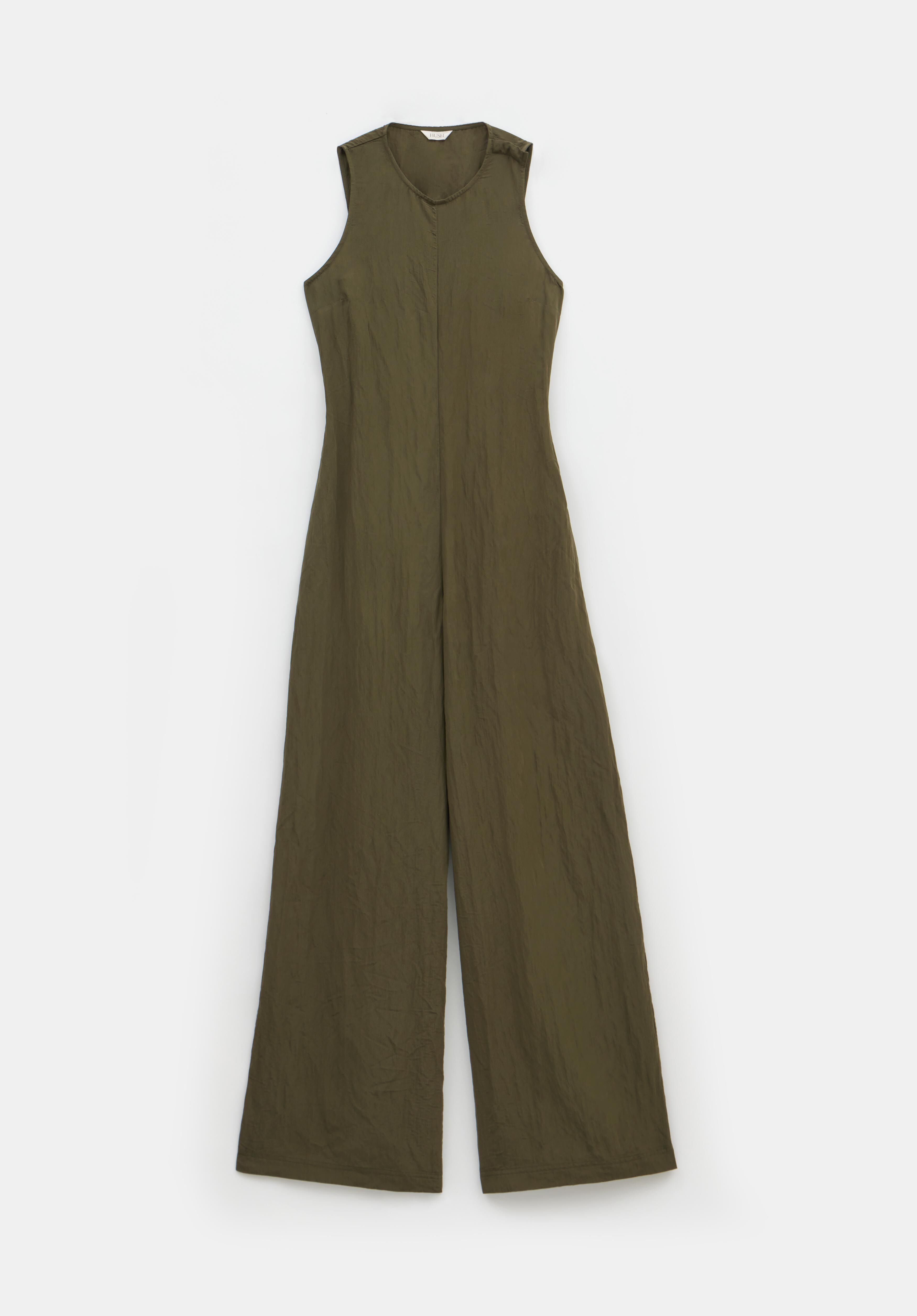Sandy Fluid Wide Leg Jumpsuit Dark Green hush