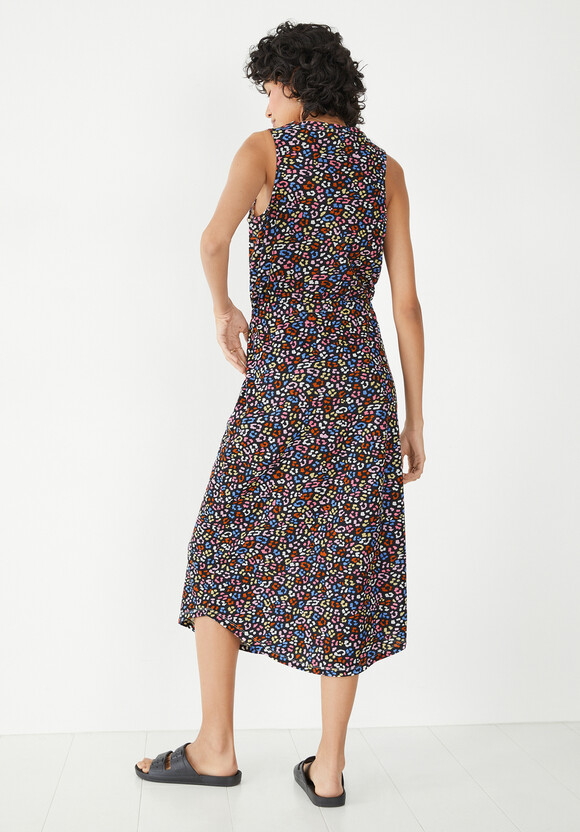 V-Neck Cotton Jersey Midi Dress