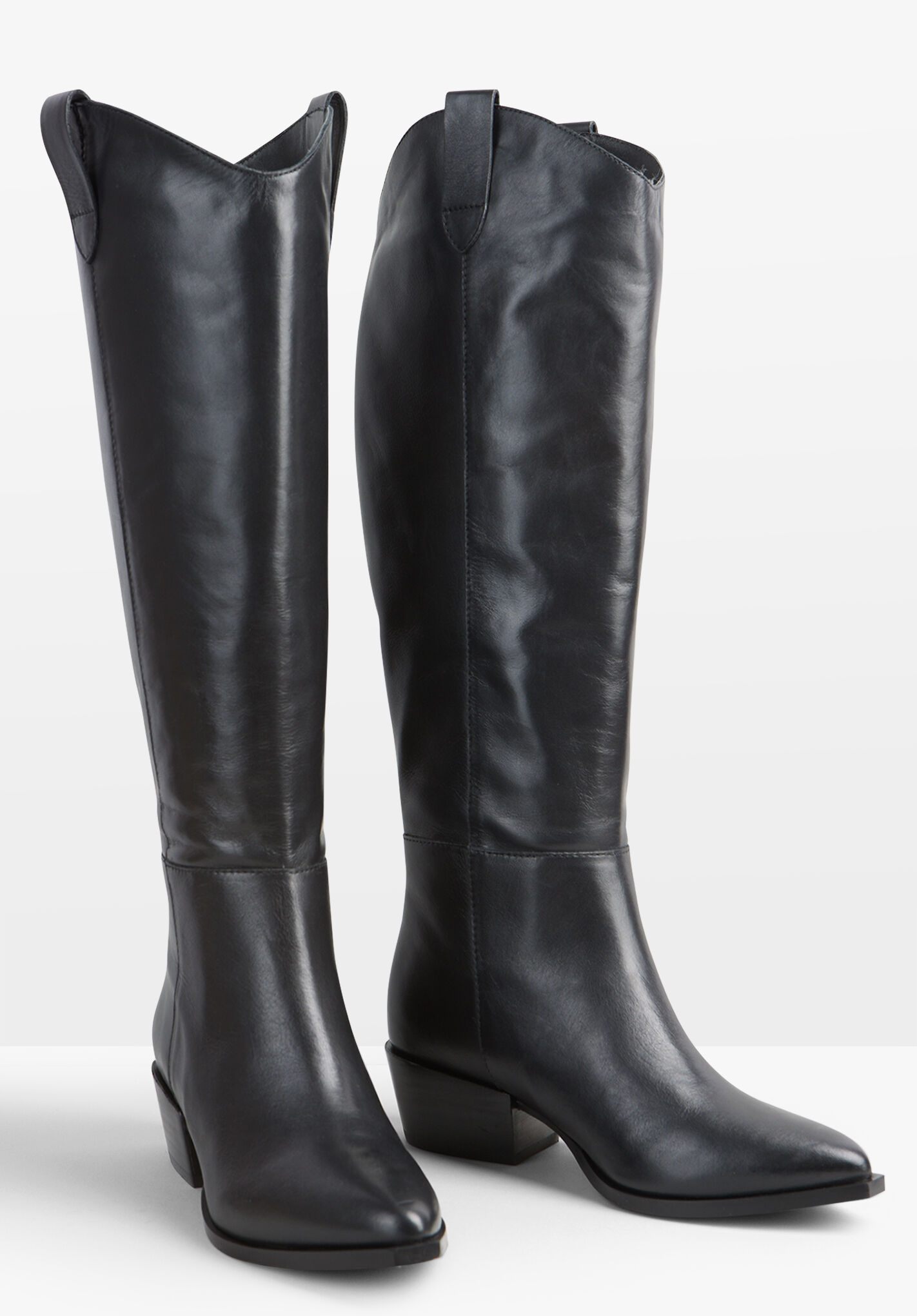 Hailey Leather Western Knee Boot Black hush
