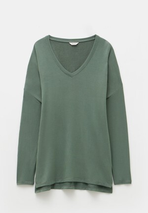 Gillian Wide Jersey V Neck Top