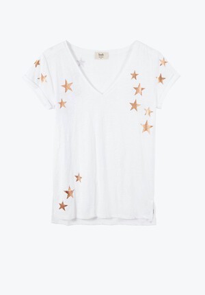 Star V-Neck Slub T-Shirt