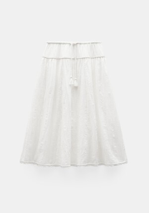 Gathered Detail Midi Skirt