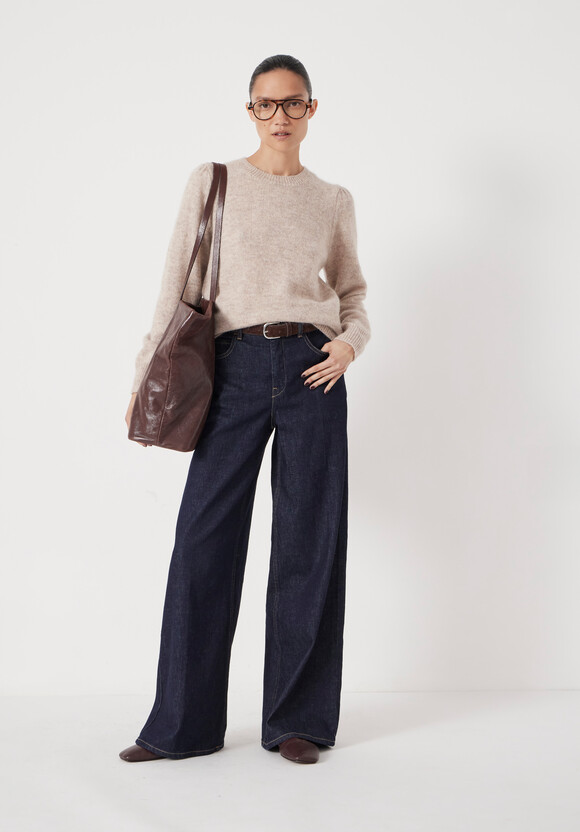 Gathered Shoulder Wool Blend Jumper