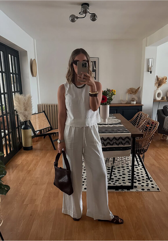 Linen Blend Petunia Wide Leg Trousers