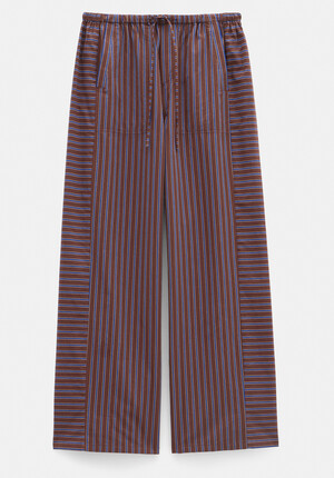 Cotton Stripe Pull On Trousers