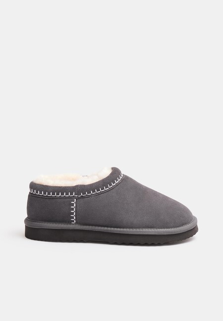 Padded Collar Sheepskin Snug Slippers