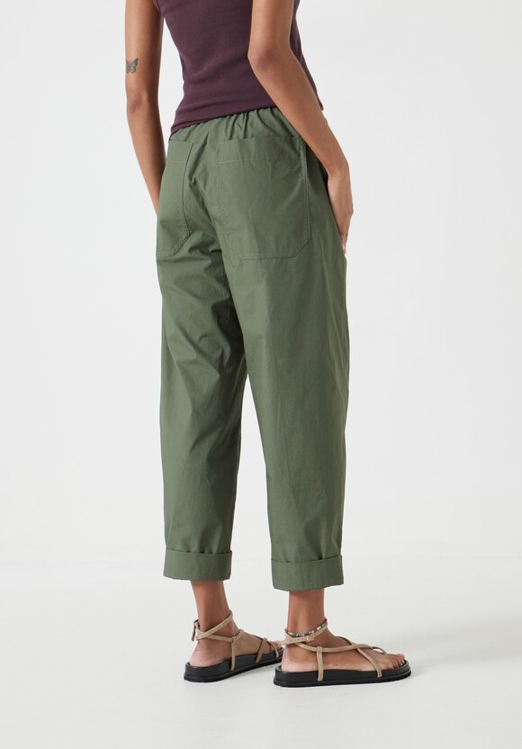 Jack Barrel Leg Pull On Lightweight Cotton Trousers