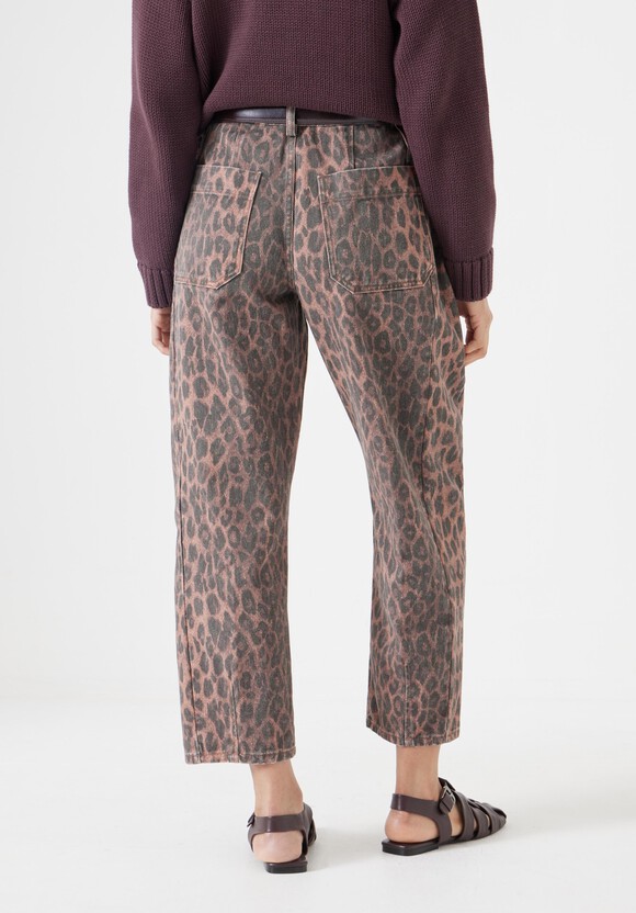 Leopard Print Barrel Leg Jeans