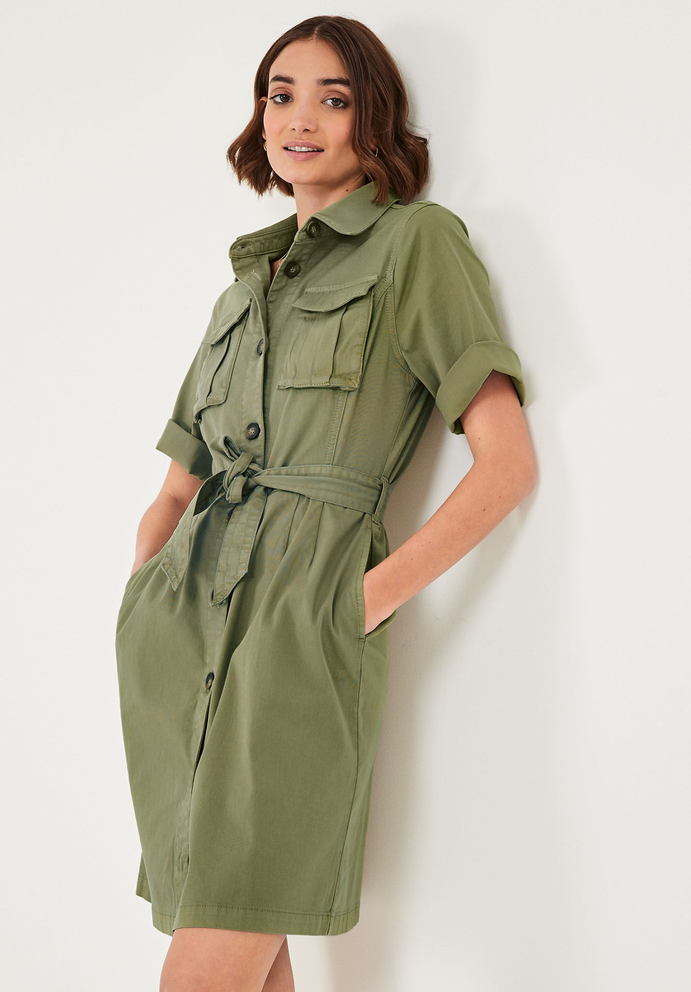 Freddie Belted Utility Dress | Khaki
