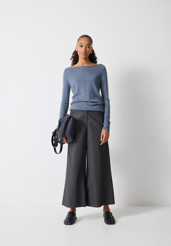 Lightweight Cotton Wide Leg Cropped Trousers