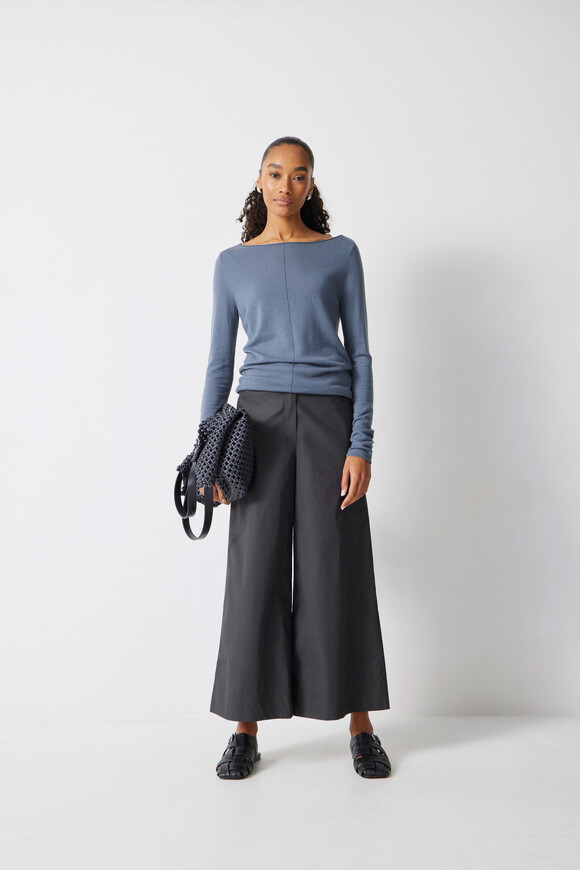 Lightweight Cotton Wide Leg Cropped Trousers