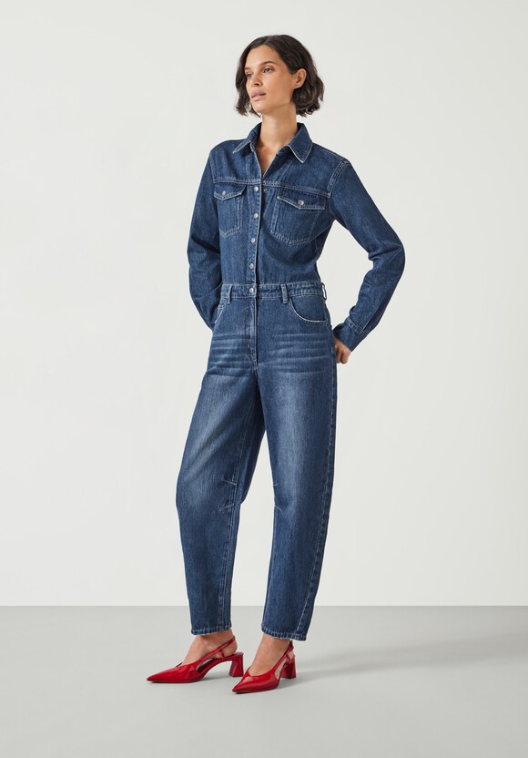 Barrel Leg Denim Jumpsuit