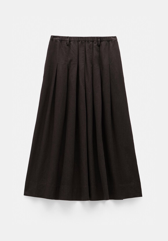 Ivy Pleated Linen Blend Midi Skirt