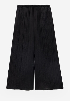 Crinkle Wide Leg Cropped Trousers