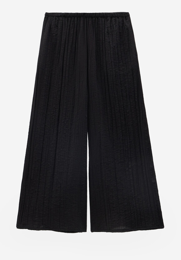 Crinkle Wide Leg Cropped Trousers