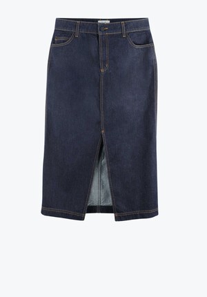 Denim Midi Split Skirt