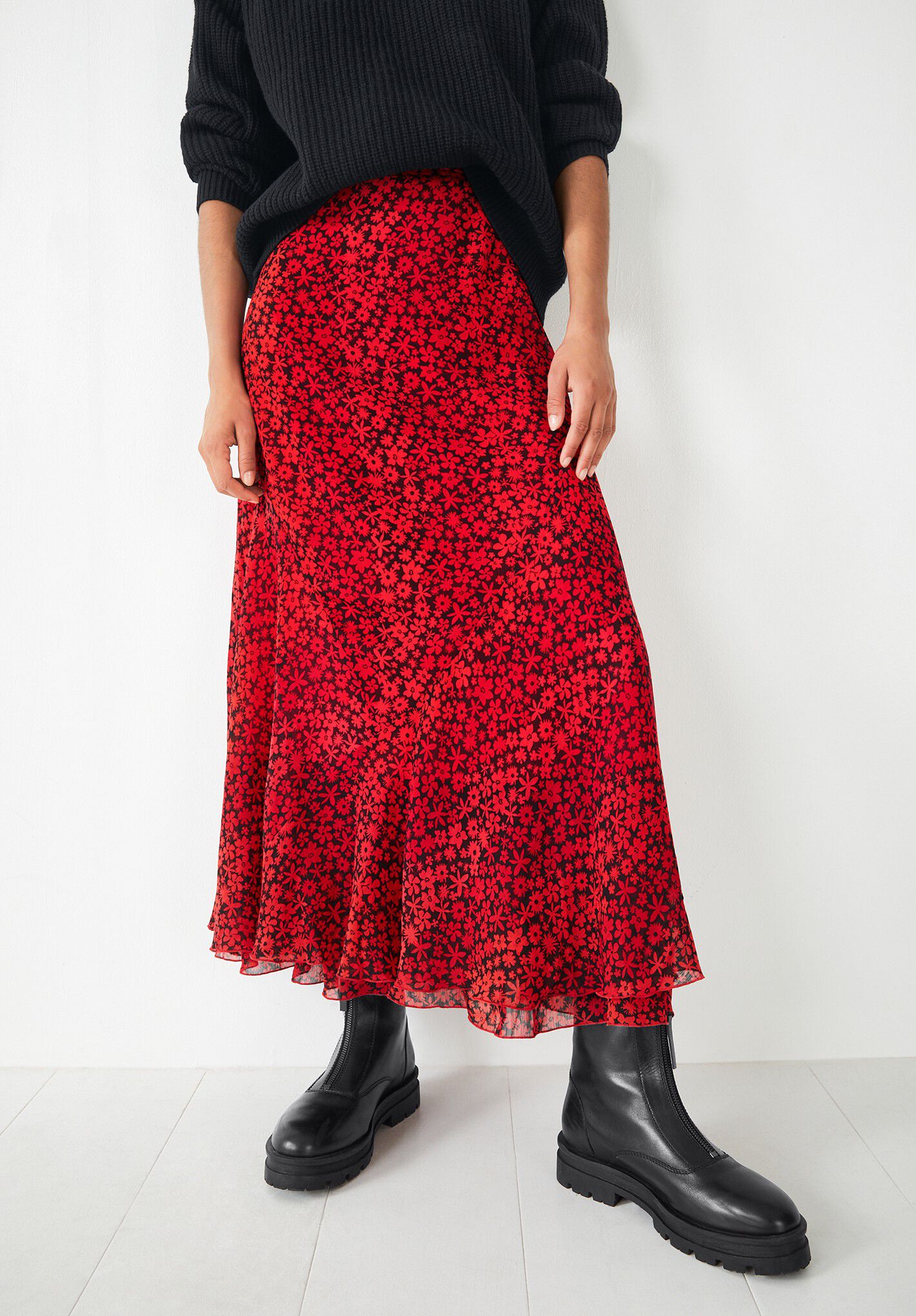 Zara red leopard print skirt on sale