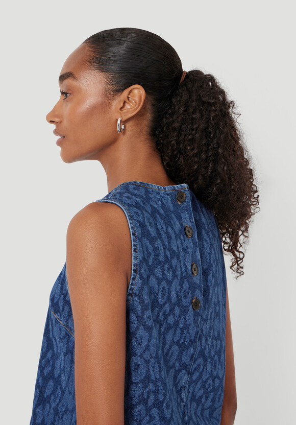Valerie Leopard Print Denim Top