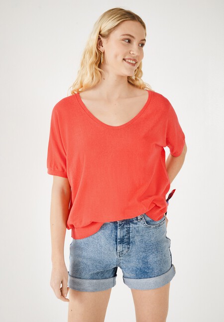 Fern Linen Blend Knitted T-Shirt