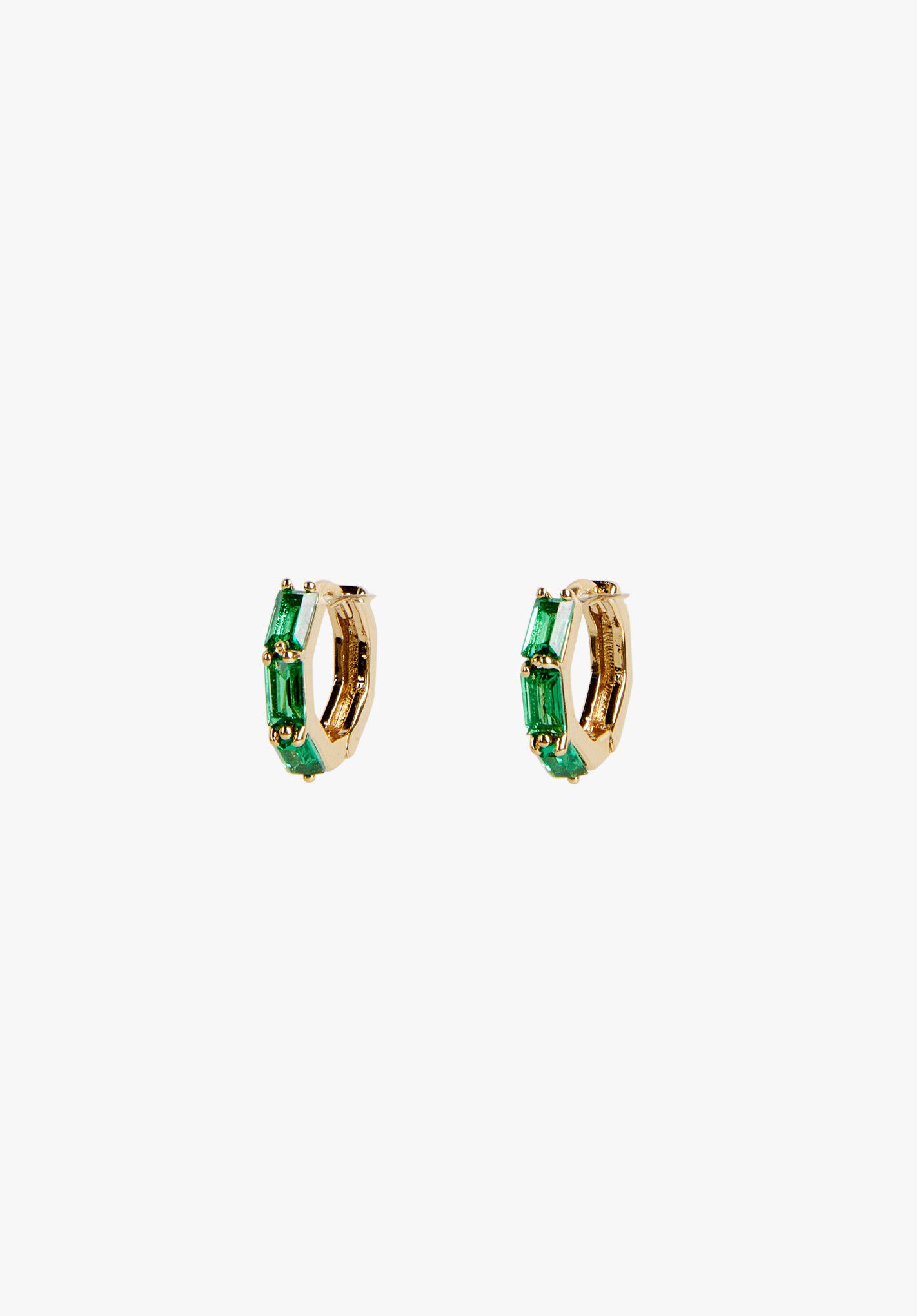Charlotte Huggie Hoops Green Gold hush