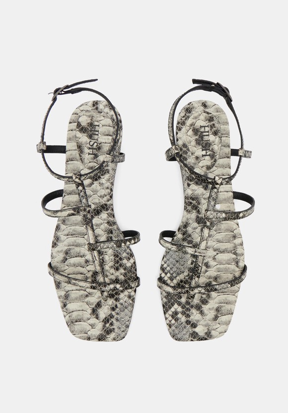 Leather Strappy Low Heel Sandals