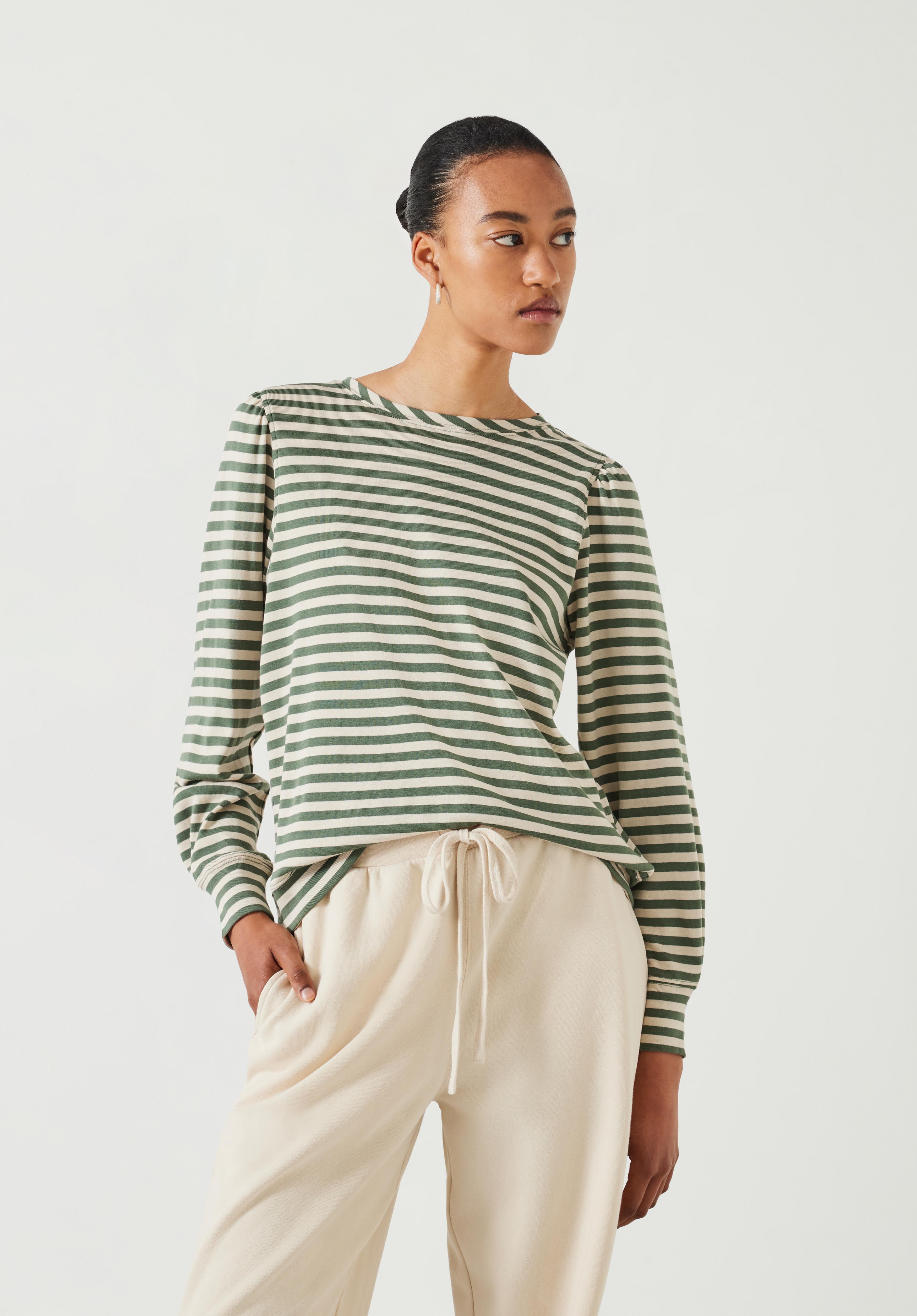 Striped puff sleeve top outlet