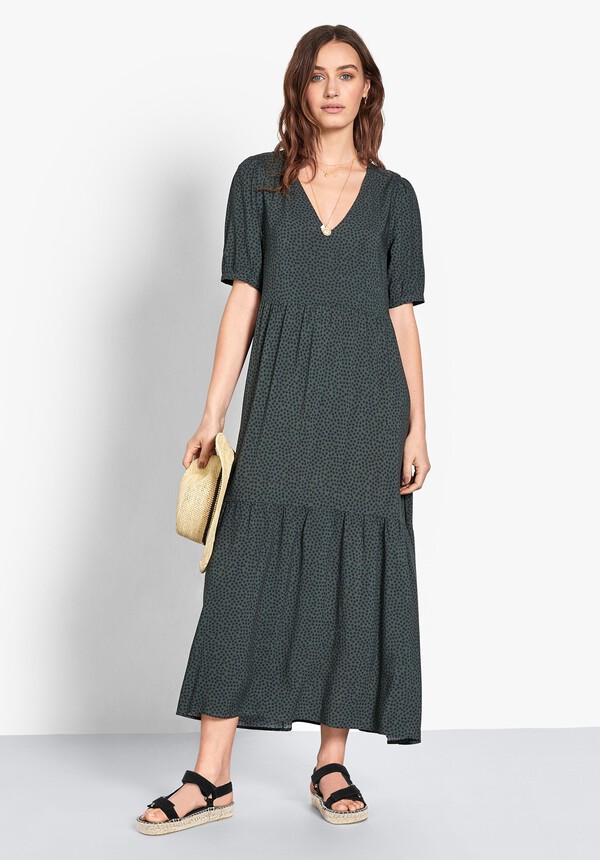 Penelope Tiered Dress | Star Print Dress | Khaki Star Print | hush