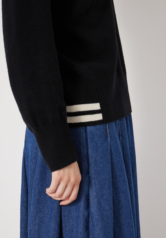 Merino Wool V Neck Stripe Jumper