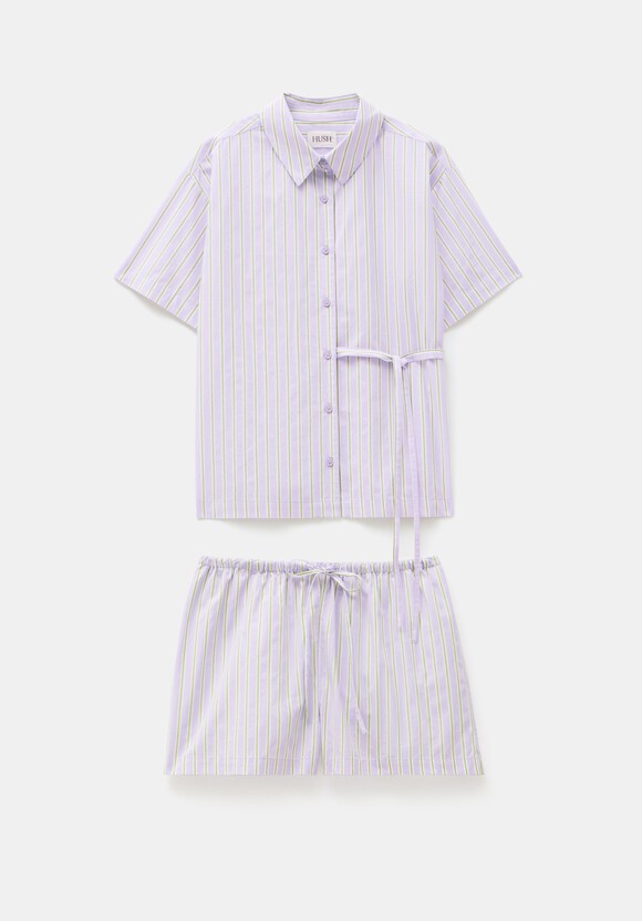 Cotton Poplin Stripe Short Pyjamas Set